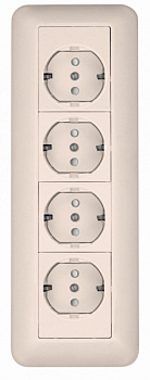 Розетка четырехместная BLANCA SE с заземлением с монтажной пластиной со шторками накладная белая в Хабаровске