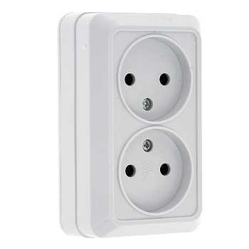 Рим Розетка 2-местная 10А без заземления белая EKF в Хабаровске