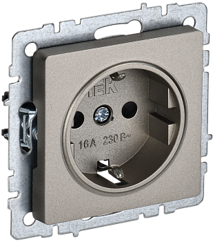 Розетка одинарная с з/к со шторками 16А BRITE IEK шампань в Хабаровске