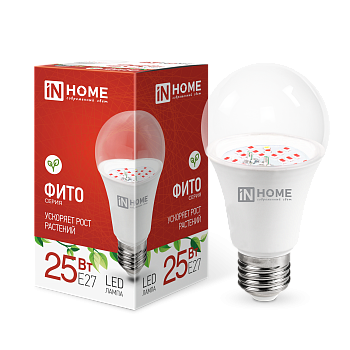Лампа светодиодная LED-A65-ФИТО 25Вт 230В Е27 IN HOME в Хабаровске