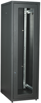 ITK Шкаф LINEA E 42U 600х800мм двери 2шт стеклянная передняя дверь задняя металлическая черный в Хабаровске