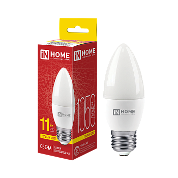 Лампа светодиодная LED-СВЕЧА-VC 11Вт 230В Е27 3000К 1050Лм IN HOME в Хабаровске