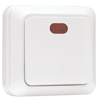 Рим Выключатель 1-клавишный с индикатором 10А белый EKF в Хабаровске