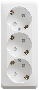Розетка тройная ЭТЮД SE накладная со шторками с заземлением белая в Хабаровске