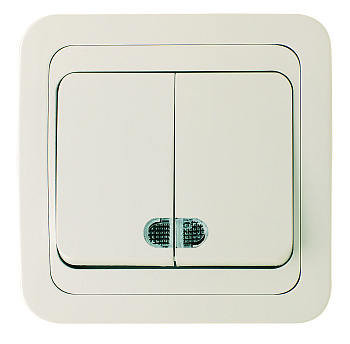 Выключатель двухклавишный МИМОЗА MAKEL с подсветкой крем в Хабаровске