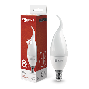 Лампа светодиодная LED-СВЕЧА НА ВЕТРУ-VC 8Вт 230В Е14 4000К 760Лм IN HOME в Хабаровске
