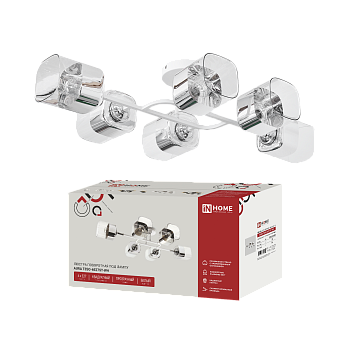 Светильник потолочный поворотный AURA TESO-6E27ST-WH 6хЕ27 прозрачные плафоны, белый корпус IN HOME в Хабаровске