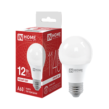 Лампа светодиодная LED-A60-VC 12Вт 230В Е27 4000К 1140Лм IN HOME в Хабаровске
