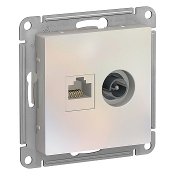 Розетка двойная ТВ+компьютерная AtlasDesign SE жемчуг в Хабаровске