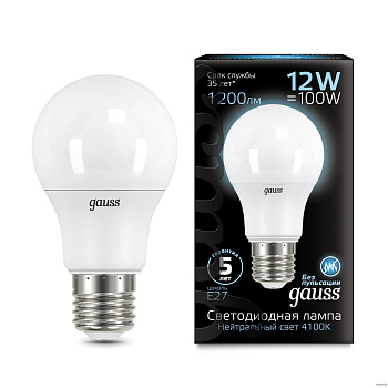 Лампа светодиодная LED-A60 12Вт E27 4100K 1200Лм Black GAUSS в Хабаровске