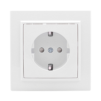 Розетка одинарная со шторками с заземлением Минск EKF белая в Хабаровске