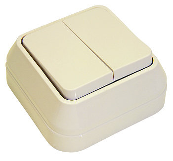 Выключатель двухклавишный накладной MAKEL крем в Хабаровске