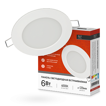 Панель светодиодная встраиваемая круглая RLP 6Вт 230В 4000К 420Лм 120мм белая IP40 IN HOME в Хабаровске
