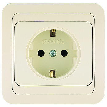 Розетка одинарная МИМОЗА MAKEL с заземлением крем в Хабаровске