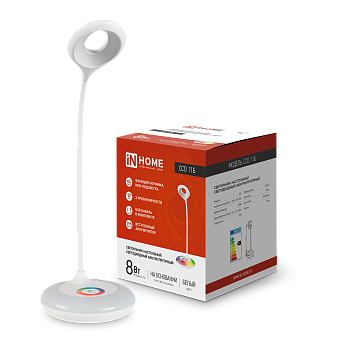 Светильник настольный светодиодный аккумуляторный ССО 11Б 8Вт 6500К 640Лм RGB-подсветка, сенсор-диммер, USB-кабель БЕЛЫЙ IN HOME в Хабаровске