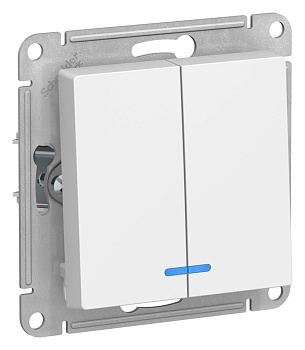 Выключатель двухклавишный AtlasDesign SE с подсветкой лотос в Хабаровске