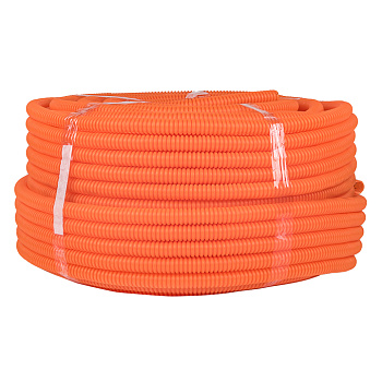 Труба гофрированная ПНД с протяжкой d=20 мм (100 м) тяжелая оранжевая Plast EKF в Хабаровске