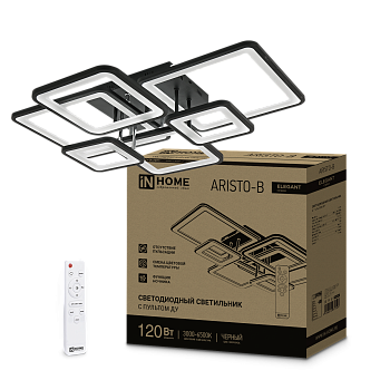 Светильник светодиодный ELEGANT ARISTO-B 120Вт 230В 3000-6500K 685х585х150мм пульт ДУ черный IN HOME в Хабаровске