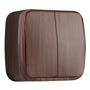 Выключатель 2-клавишный ОП Минск 10А тёмное дерево EKF в Хабаровске