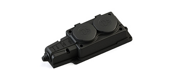 Розетка (Каучук) 2 места 2К+3 MultiSet IP44 черная в Хабаровске