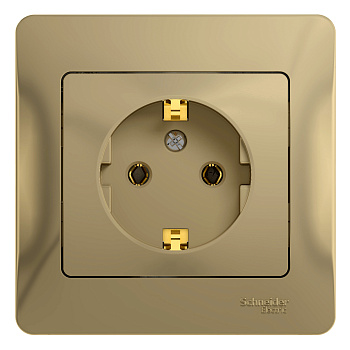 Розетка одинарная Glossa SE с заземлением титан в сборе в Хабаровске