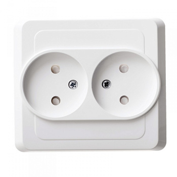 Розетка двойная ЭТЮД SE со шторками белая в Хабаровске