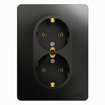 Розетка двойная Glossa SE с заземлением антрацит в сборе в Хабаровске