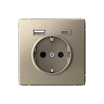 ARTGALLERY РОЗЕТКА 16А с 2 USB A+C, 5В/2,4А/3,0А, 2х5В/1,5А, механизм, ШАМПАНЬ в Хабаровске