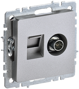 Розетка двойная телевизионная+RJ45 кат.5E BRITE IEK алюминий в Хабаровске