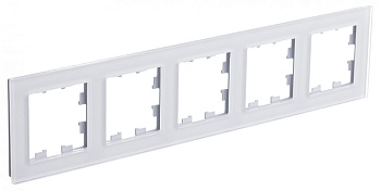 Рамка пятиместная AtlasDesign Nature SE стекло белая в Хабаровске