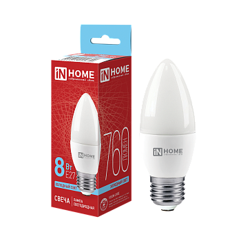 Лампа светодиодная LED-СВЕЧА-VC 8Вт 230В Е27 6500К 760Лм IN HOME в Хабаровске
