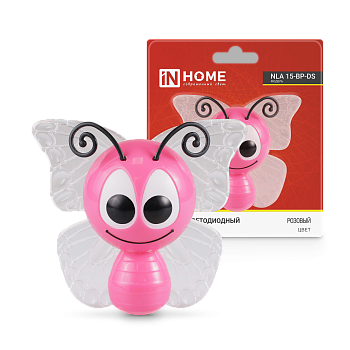 Ночник светодиодный NLA 15-BP-DS БАБОЧКА розовая с датчиком освещения 230В IN HOME в Хабаровске