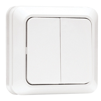 Рим Выключатель 2-клавишный 10А белый EKF в Хабаровске