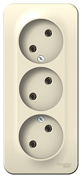 Розетка тройная BLANCA SE накладная с изоляционной пластиной молочная в Хабаровске