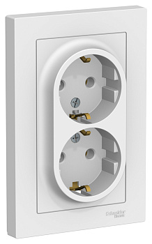 Розетка двойная AtlasDesign SE с з/к лотос в сборе в Хабаровске