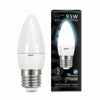 Лампа светодиодная LED-СВЕЧА 9.5Вт E27 4100К 950Лм Black GAUSS в Хабаровске