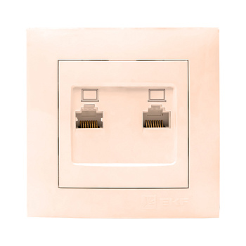 Валенсия розетка компьютерная RJ-45 2-местная кремовая EKF PROxima в Хабаровске