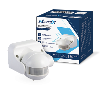 Датчик движения инфракрасный ДД 09Б 1200Вт 180 гр.12м IP44 белый NEOX в Хабаровске