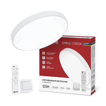 Светильник светодиодный SCANDY SIMPLE-125RCW 125Вт 230В 3000-6500K 10000Лм 400x50мм с пультом ДУ белый IN HOME в Хабаровске