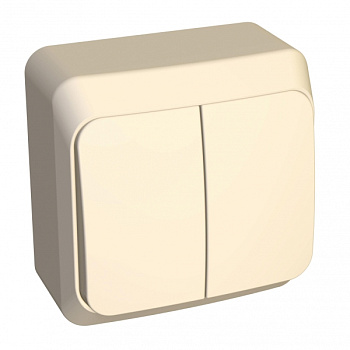 Выключатель двухклавишный ЭТЮД SE накладной с подсветкой крем в Хабаровске