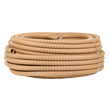 Труба гофрированная ПВХ с протяжкой d=16 мм (25 м) светлое дерево Plast EKF в Хабаровске