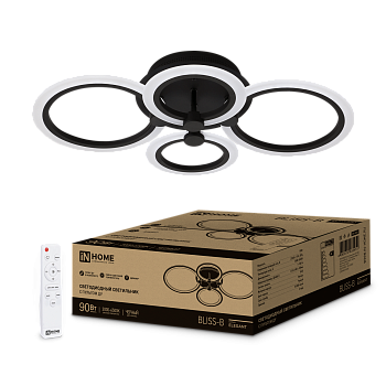 Светильник светодиодный ELEGANT BLISS-B 90Вт 230В 3000-6500K 7000Лм 610х400х130мм c пультом ДУ черный IN HOME в Хабаровске