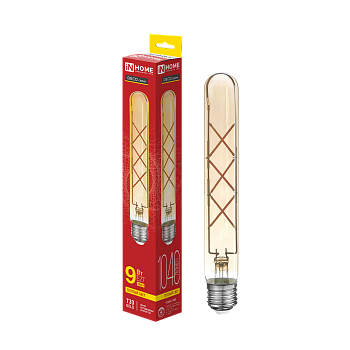 Лампа светодиодная LED-T30-deco gold 9Вт 230В Е27 3000К 1040Лм 225мм золотистая IN HOME в Хабаровске