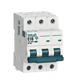 Автоматический выключатель DEKraft ВА-105 3P 16A 10кА х-ка C в Хабаровске