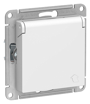 Розетка одинарная AtlasDesign SE с з/к со шторками с крышкой IP20 лотос в Хабаровске