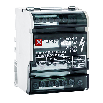 Шина EKF "N"нулевая на DIN в корпусе 4х7групп в Хабаровске