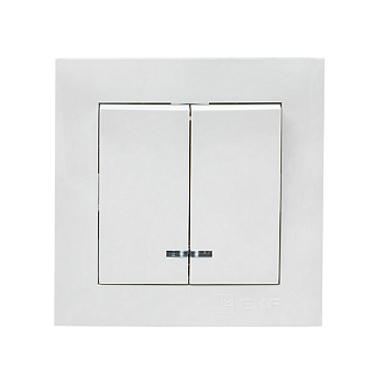 Выключатель двухклавишный с подсветкой Валенсия EKF белый в Хабаровске