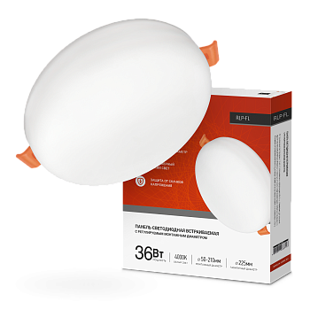 Панель светодиодная встраиваемая безрамочная RLP-FL 36Вт 230В 4000К 3240Лм 223мм с регулируемым монтажом 45-190мм белая IP20 IN HOME в Хабаровске