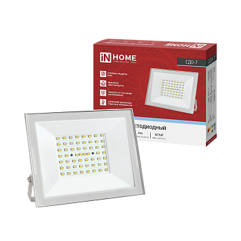 Прожектор светодиодный СДО-7 70Вт 230В 6500К IP65 белый IN HOME в Хабаровске
