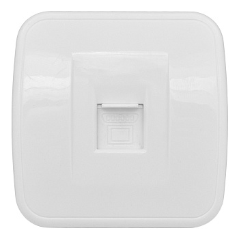 Минск Розетка RJ-45 1-местная, ОП  1А, 120В, белая EKF Basic в Хабаровске